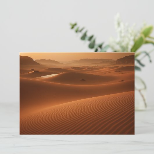 Golden Serenity – Desert Landscape at Sunset Kaart (Staand voorkant)