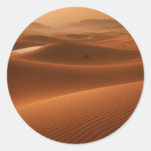Golden Serenity – Desert Landscape at Sunset Ronde Sticker