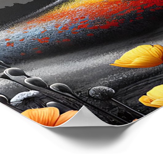 Golden Serenity: een dans van kleur en contrast Poster (Hoek)