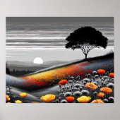 Golden Serenity: een dans van kleur en contrast Poster (Voorkant)