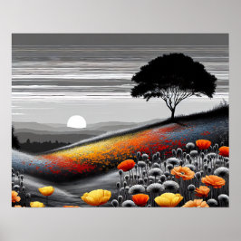 Golden Serenity: een dans van kleur en contrast Poster