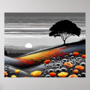 Golden Serenity: een dans van kleur en contrast Poster