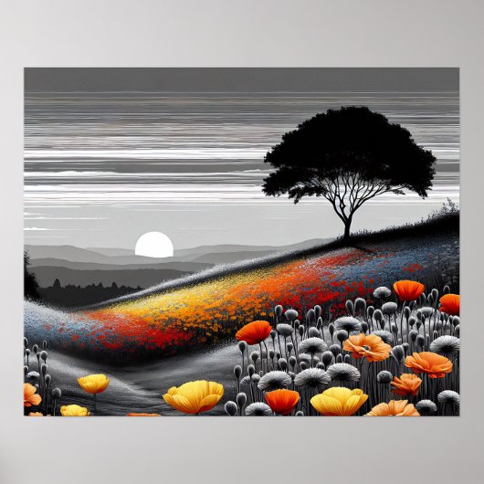 Golden Serenity: een dans van kleur en contrast Poster (Voorkant)