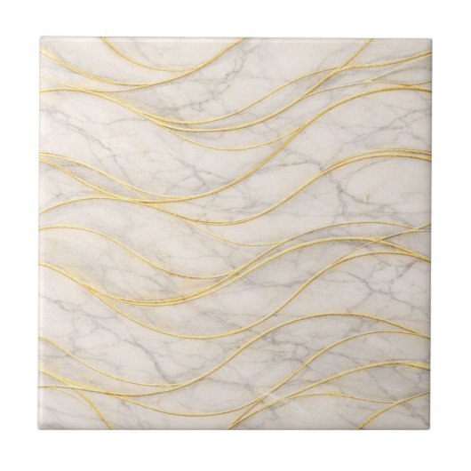 Golden Serenity Marble Waves – Luxury Seamless Tegeltje (Voorkant)