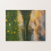 Golden Serenity: Mountain Lake Puzzle Legpuzzel (Horizontaal)