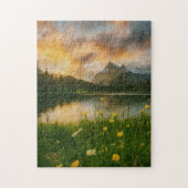 Golden Serenity: Mountain Lake Puzzle Legpuzzel (Verticaal)