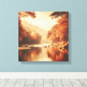 Golden Serenity River Scene – Vintage Canvas Art (Insitu (Houten vloer))