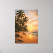 Golden Serenity - Tropisch strand zonsondergang Canvas Afdruk (Voorkant)