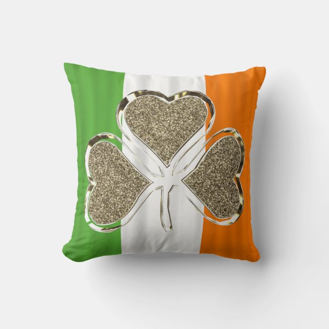 Golden Shamrock Clover Ierland Ierse vlag Kussen (Voorkant)