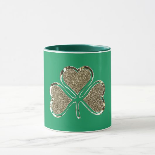 Golden Shamrock Clover Irish Symbol Mok (Midden)