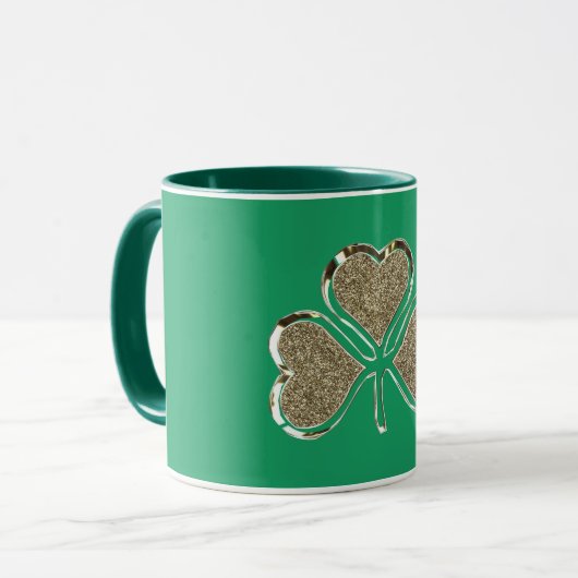 Golden Shamrock Clover Irish Symbol Mok (Voorkant links)