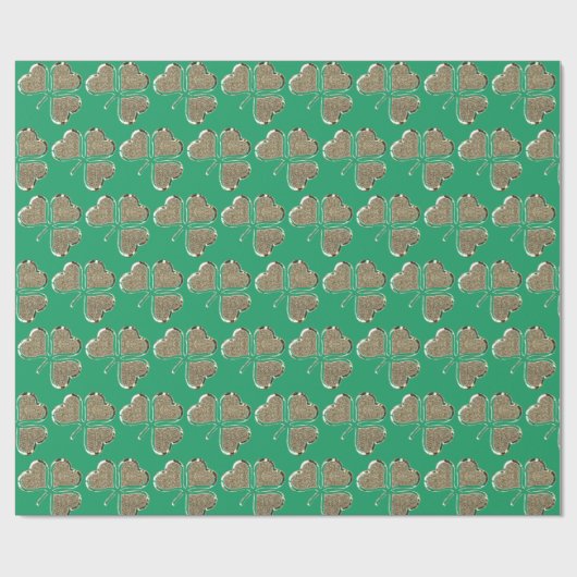 Golden Shamrock Clover Pattern Ierland Green Cadeaupapier (Vlak)
