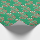 Golden Shamrock Clover Pattern Ierland Green Cadeaupapier (Hoek)