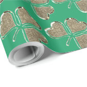 Golden Shamrock Clover Pattern Ierland Green Cadeaupapier (Rol Hoek)