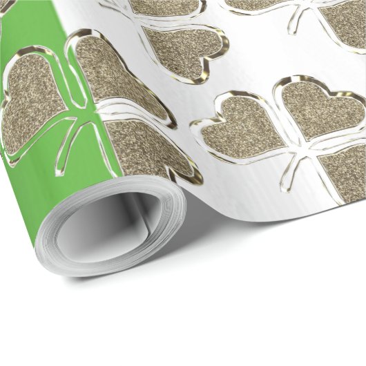 Golden Shamrock Clovers Irish Flag Ireland Chic Cadeaupapier (Rol Hoek)
