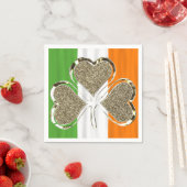Golden Shamrock Irish Flag 3 Leaf Clover Chic Servetten (Insitu)