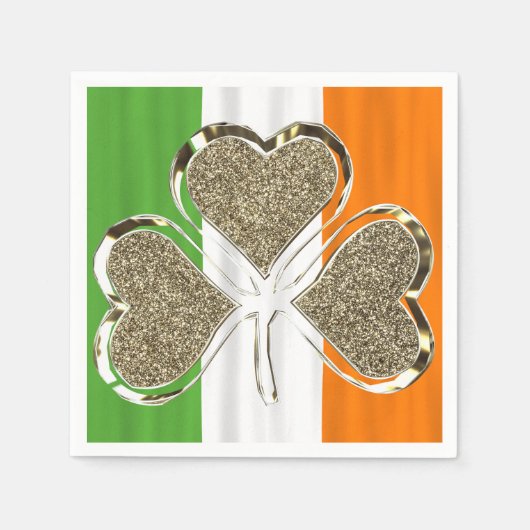 Golden Shamrock Irish Flag 3 Leaf Clover Chic Servetten (Voorkant)