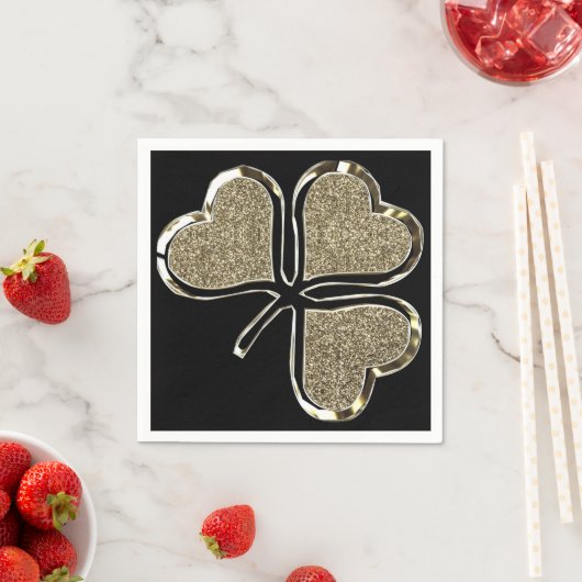 Golden Shamrock Irish Symbol 3 Leaf Clover Chic Servetten (Insitu)