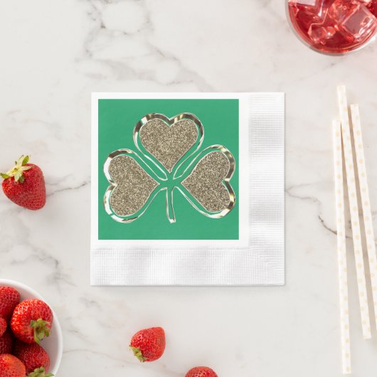 Golden Shamrock Irish Symbol 3 Leaf Clover Chic Servetten (Insitu)