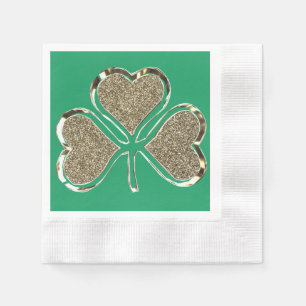 Golden Shamrock Irish Symbol 3 Leaf Clover Chic Servetten