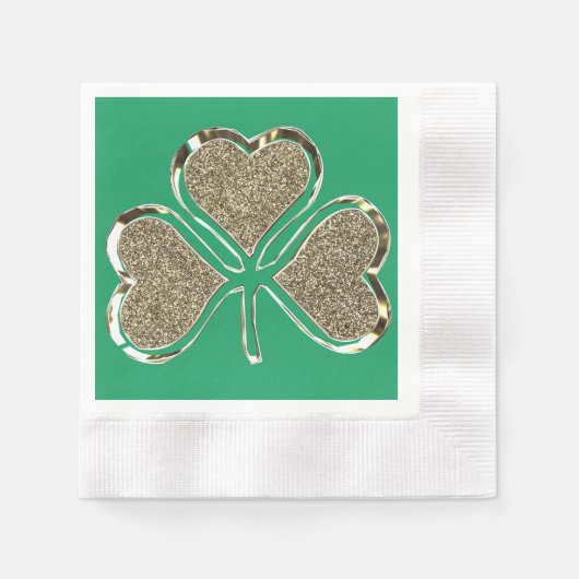 Golden Shamrock Irish Symbol 3 Leaf Clover Chic Servetten (Voorkant)