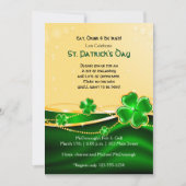Golden Shamrock St. Patricks Day Party Invitation Kaart (Voorkant)