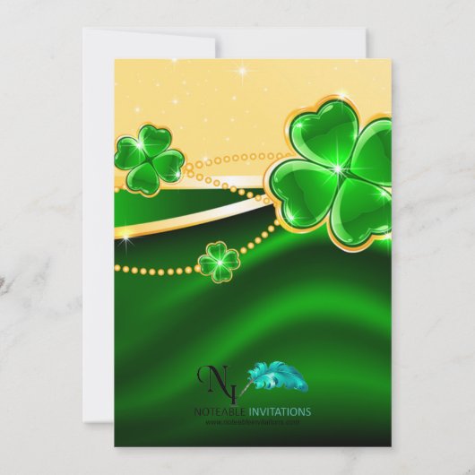 Golden Shamrock St. Patricks Day Party Invitation Kaart (Achterkant)
