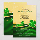 Golden Shamrock St. Patricks Day Party Invitation Kaart (Voorkant / Achterkant)
