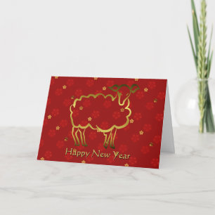 Golden Sheep Chinese nieuwjaarskaart Feestdagen Kaart