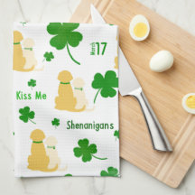Golden Shenanigans St. Patrick's Day Kitchen Towel