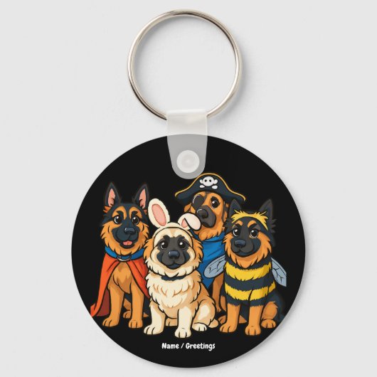 Golden Shepherd spookhond Halloween Grappig Spooky Sleutelhanger (Voorkant)