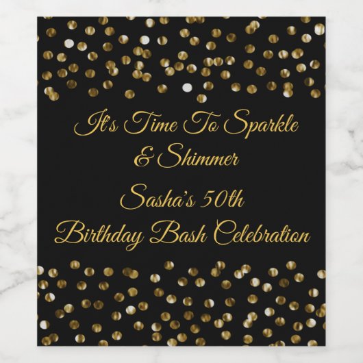 Golden Shimmer 50e B-day Party Wijnsap Label Wijn Etiket (Enkel label)