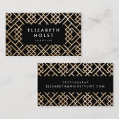 Golden Shimmer Black Geometric Visitekaartje (Voorkant / Achterkant)