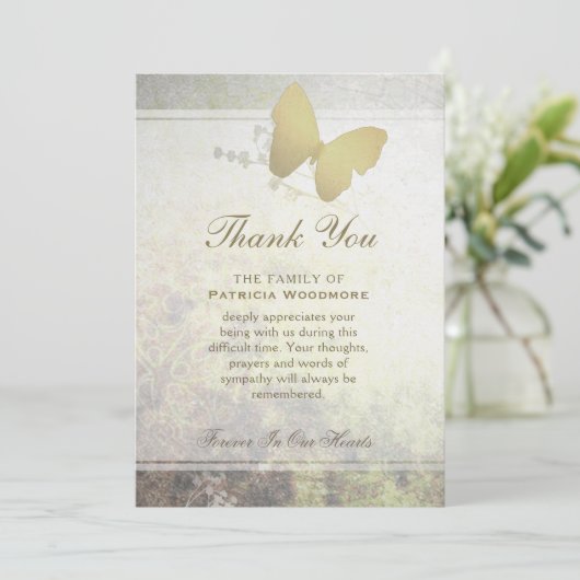 Golden Shimmer Butterfly Bedankt voor je sympathie (Staand voorkant)