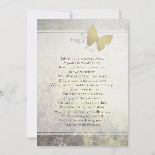 Golden Shimmer Butterfly Bedankt voor je sympathie (Achterkant)