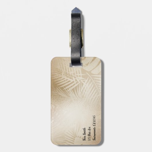 Golden Shine Botanische tropische palmbladeren Bagagelabel (Achterkant verticaal)