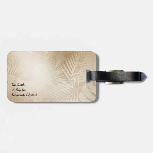 Golden Shine Botanische tropische palmbladeren Bagagelabel (Achterkant horizontaal)