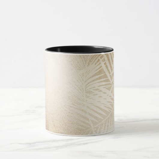 Golden Shine Botanische tropische palmbladeren Mok (Midden)