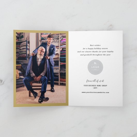 Golden Shine Bright je eigen Logo moderne bedrijf Feestdagen Kaart (Binnen)