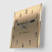 Golden Shine Ivory Lashes Salon Personalizeerd Vierkante Klok (Hoek)