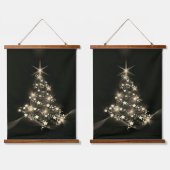 Golden Shine of Stars on Christmas Tree Dark Hangend Wandkleed (Dubbel)