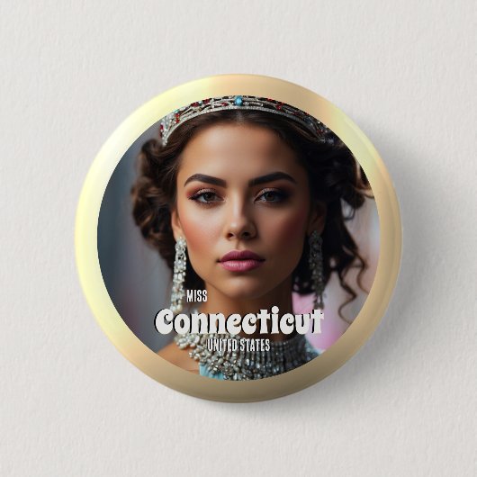 Golden Shine Pageant Button Pin Custom Photo (Voorkant)