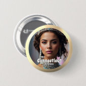 Golden Shine Pageant Button Pin Custom Photo (Voorkant /achterkant)