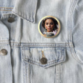 Golden Shine Pageant Button Pin Custom Photo (In situ)