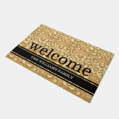 Golden Shine Panther Print Glitter Deuren Mat (Schuin)