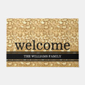 Golden Shine Panther Print Glitter Deuren Mat (Voorkant)