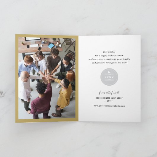 Golden Shine Season Groetings Modern Business Feestdagen Kaart (Binnen)