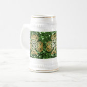 Golden Shining Celtic Shamrock Green Faux Glitter Bierpul (Voorkant links)
