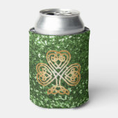 Golden Shining Celtic Shamrock Green Faux Glitter Blikjeskoeler (Blikje Voorkant)