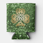 Golden Shining Celtic Shamrock Green Faux Glitter Blikjeskoeler (Voorkant)